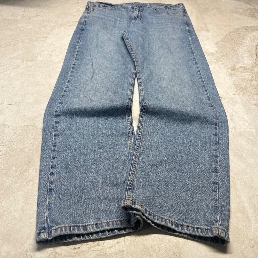 Levis 505 Regular Fit Straight Leg Jeans Light Wash Mens 34x32 Denim Classic